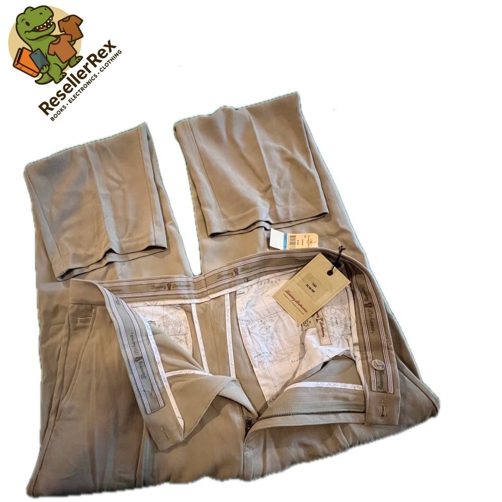 Tommy‎ Bahama Mens 35 Tan Silk Delton Pants New With Tags NWT Casual Dress